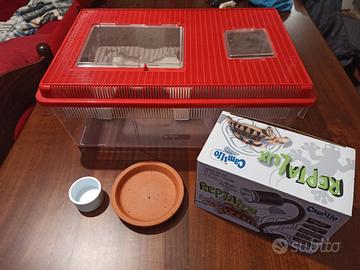 terrario con lampada per tartaruga o rettili