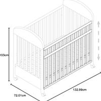 Culla in ciliegio con cassettoni e materasso