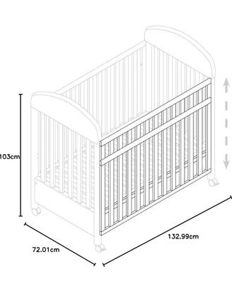 Culla in ciliegio con cassettoni e materasso