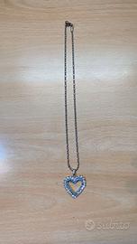 Collana vintage con cuore aperto e strass color ar