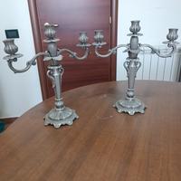 Coppia di Candelabri Vintage a 3 Fiamme 