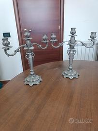 Coppia di Candelabri Vintage a 3 Fiamme 