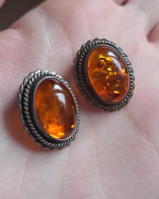 Orecchini in argento e ambra