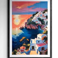 Poster “tramonto ” , stampa pop art su cartoncino