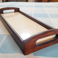 Vassoio Legno e Ceramica Beige