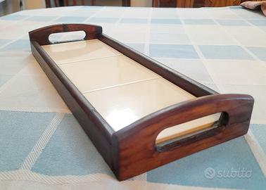Vassoio Legno e Ceramica Beige