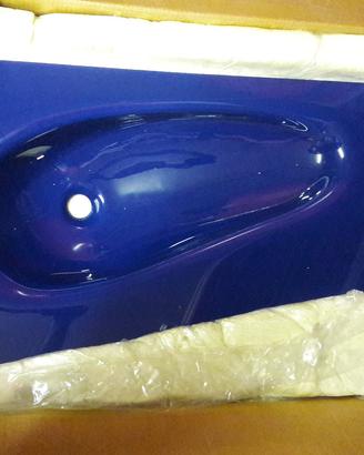 Consolle 96cm vetro blu lavabo a goccia integrato