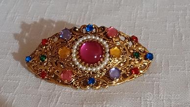Fermaglio Per Capelli Vintage Dorato con Strass 