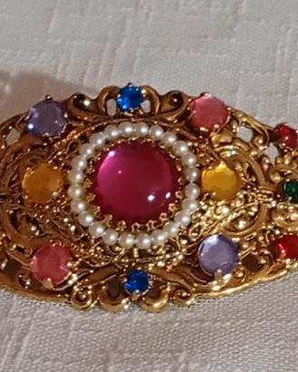 Fermaglio Per Capelli Vintage Dorato con Strass 
