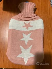 Borsa acqua calda colore blu con copri borsa rosa