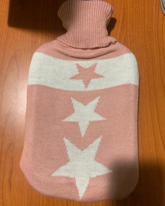 Borsa acqua calda colore blu con copri borsa rosa