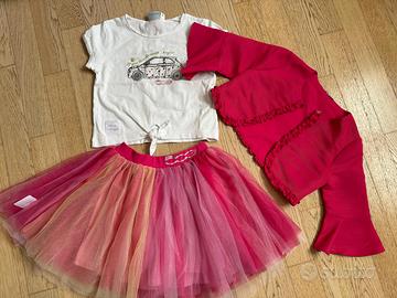 Completo bambina 7 anni: gonna, t-shirt, coprispal