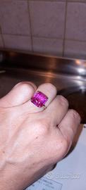 Anello argento 925 con Zaffiro Rosa sintetico