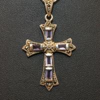 Stupendo ciondolo crocefisso argento ametiste