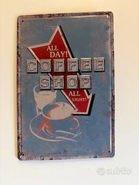 Targa decorativa vintage Coffee Shop in metallo