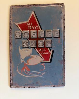Targa decorativa vintage Coffee Shop in metallo
