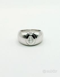 Anello oro 18 kt diamante ovale ct. 0.40 Francia