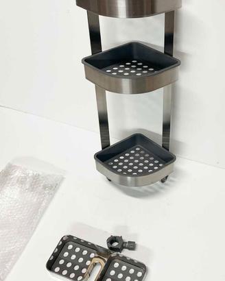 Porta shampoo sapone angolare inox Ikea Brogrund