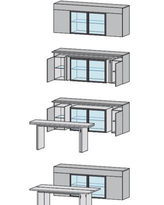 credenza madia con tavolo a scomparsa estraibile