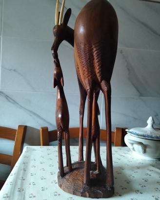 scultura africana vintage ,antilope in legno mass.