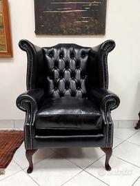 Poltrona chesterfield chester queen anne nera 