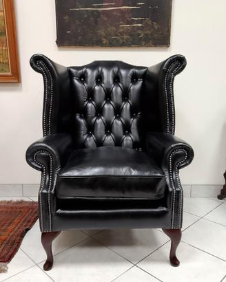 Poltrona chesterfield chester queen anne nera 