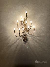 Applique bronzo dorato 11 luci motivo floreale