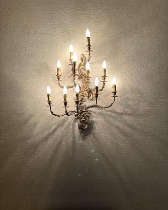 Applique bronzo dorato 11 luci motivo floreale