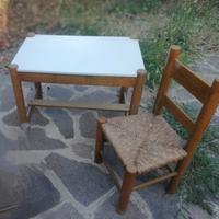 TAVOLINO CON SEDIA vero legno per bambini