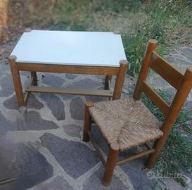 TAVOLINO CON SEDIA vero legno per bambini
