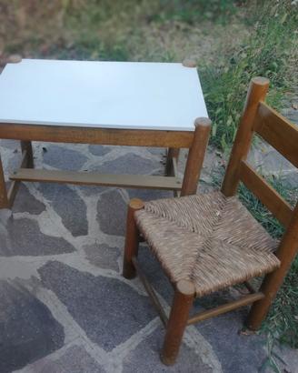 TAVOLINO CON SEDIA vero legno per bambini