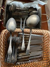 Set da 12 posate in argento 800 punzone mestoli