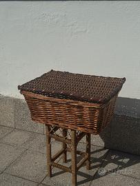 Contenitore in vimini vintage - portaoggetti