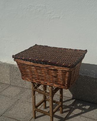 Contenitore in vimini vintage - portaoggetti