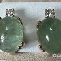 ORECCHINI ORO GIALLO 18kt. DIAMANTI E SMERALDI