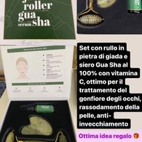 Set con rullo in pietra di giada Gua Sha al 100%