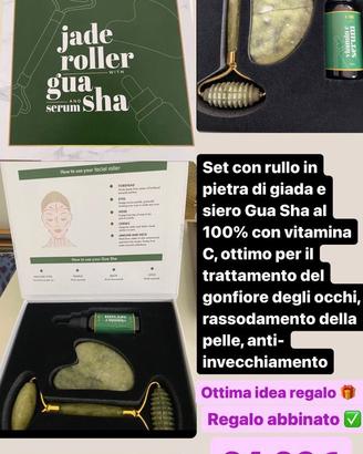 Set con rullo in pietra di giada Gua Sha al 100%