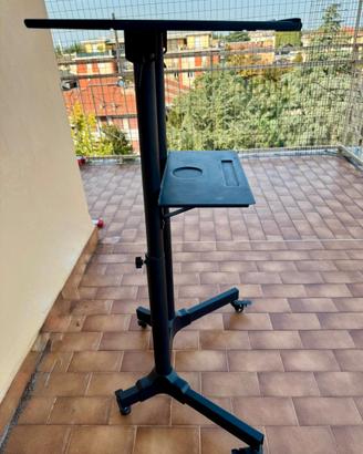 Tavolino alto DJ / Laptop regolabile con ruote