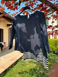 Maglia blu donna in cotone