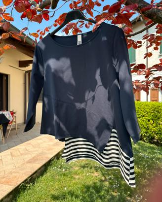 Maglia blu donna in cotone