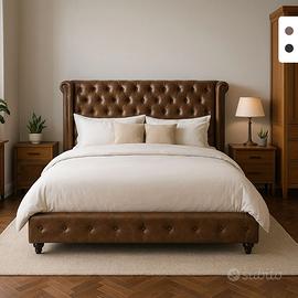 Letto matrimoniale con doghe 160x190 in similpelle