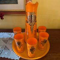 Set Vetreria Vintage Arancione e Oro