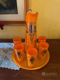 Set Vetreria Vintage Arancione e Oro