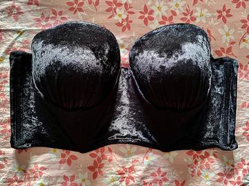 Top corto bustino velluto nero M L