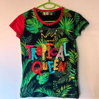 Desigual, t-shirt bambina con fantasia tropicale