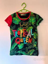Desigual, t-shirt bambina con fantasia tropicale