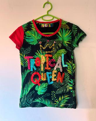 Desigual, t-shirt bambina con fantasia tropicale