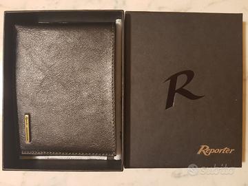Portafoglio Reporter pelle nera anni '90