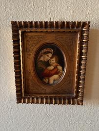 Quadro Madonna della Seggiola con cornice dorata