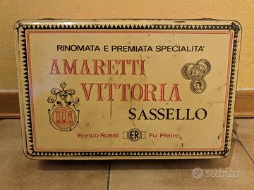 Scatola Latta Vintage Amaretti Vittoria Sassello E